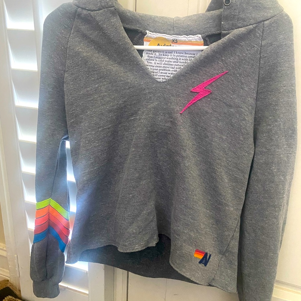 Aviator Nation Cropped Bolt Hoodie size extra small